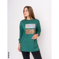1814-2 Туника женская двунитка с принтом батал. (3 ед: S-M,M-L,L-XL)