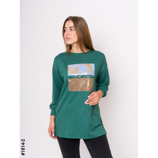 1814-2 Туника жіночі двунитка з принтом батал (3 од: S-M, M-L, L-XL)