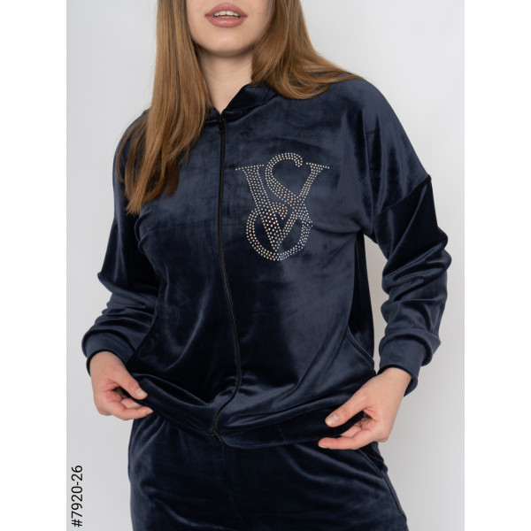 7920-26 Спортивний костюм жіночий велюр напівбатал (3 од: 48,50,52)