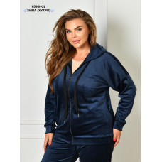 5840-26 Спортивний костюм жіночий на блискавці велюр на хутрі батал (3 од: 54,56,58)