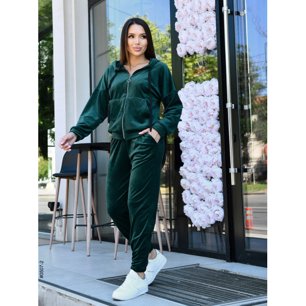 0507-2 Спортивний костюм жіночий на блискавці велюр норма (3 од: 42,44,46)