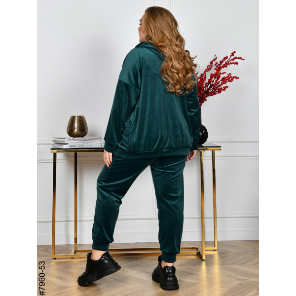 7960-53 Спортивний костюм жіночий на блискавці велюр супербатал (3 ед: 54-56,56-58,58-60)