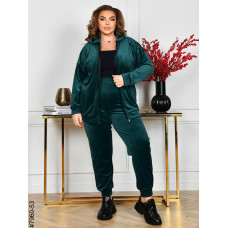7960-53 Спортивний костюм жіночий на блискавці велюр супербатал (3 ед: 54-56,56-58,58-60)