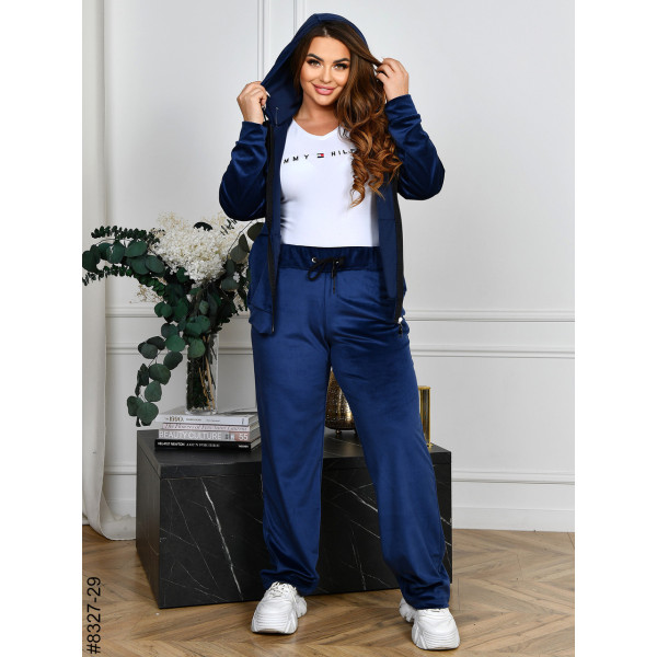 8327-29 Спортивний костюм жіночий на блискавці велюр напівбатал (4 од: 48,50,52,54)