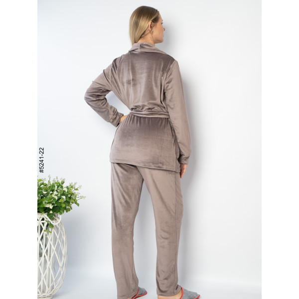 5241-22 Костюм домашній жіночий велюр з камінням (3 од: 42-44,46-48,50-52)
