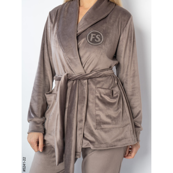 5241-22 Костюм домашній жіночий велюр з камінням (3 од: 42-44,46-48,50-52)