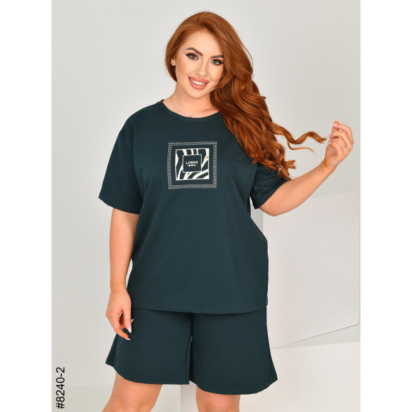 8240-2 Спортивний костюм жіночий турецька двонитка напівбатал (3 од: 48,50,52)