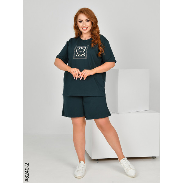 8240-2 Спортивний костюм жіночий турецька двонитка напівбатал (3 од: 48,50,52)