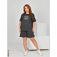 8240-32 Спортивний костюм жіночий турецька двонитка напівбатал (3 од: 48,50,52)