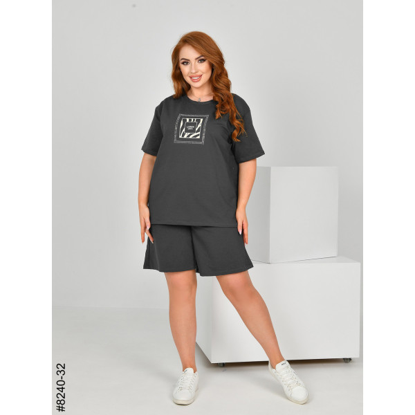 8240-32 Спортивний костюм жіночий турецька двонитка напівбатал (3 од: 48,50,52)