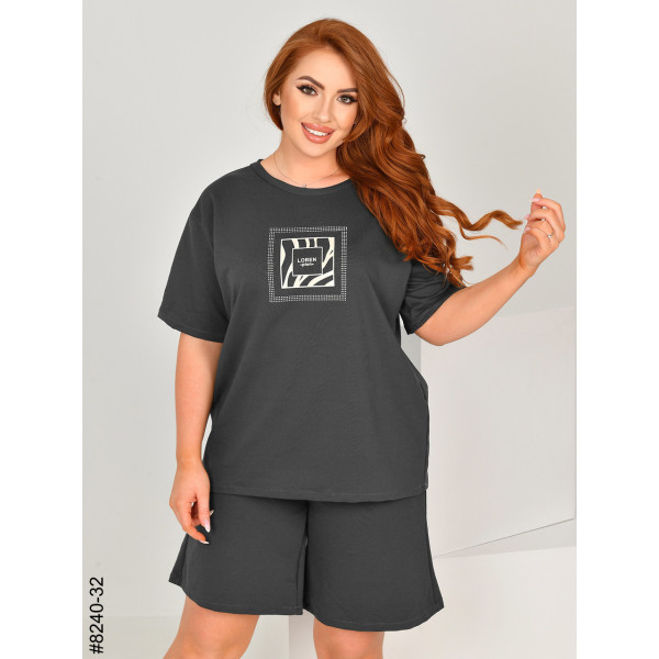 8240-32 Спортивний костюм жіночий турецька двонитка напівбатал (3 од: 48,50,52)