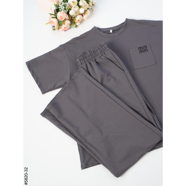 5820-32 Спортивний костюм жіночий турецька двонитка напівбатал (3 од: 46,48,50)