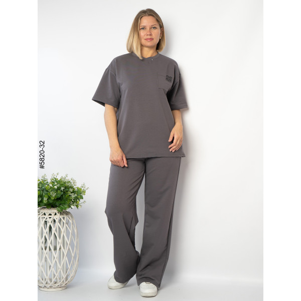 5820-32 Спортивний костюм жіночий турецька двонитка напівбатал (3 од: 46,48,50)