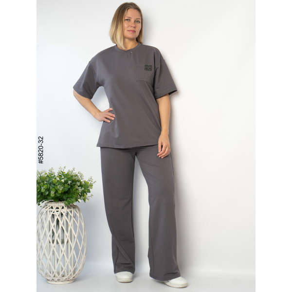 5820-32 Спортивний костюм жіночий турецька двонитка напівбатал (3 од: 46,48,50)