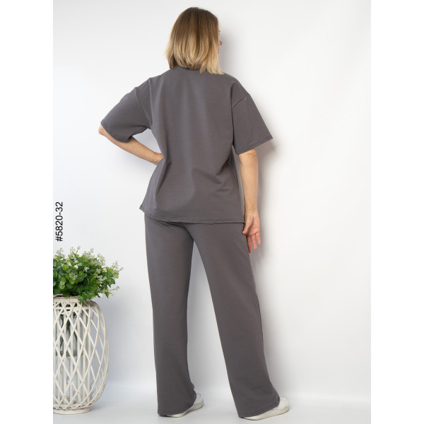 5820-32 Спортивний костюм жіночий турецька двонитка напівбатал (3 од: 46,48,50)
