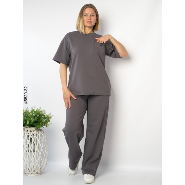 5820-32 Спортивний костюм жіночий турецька двонитка напівбатал (3 од: 46,48,50)