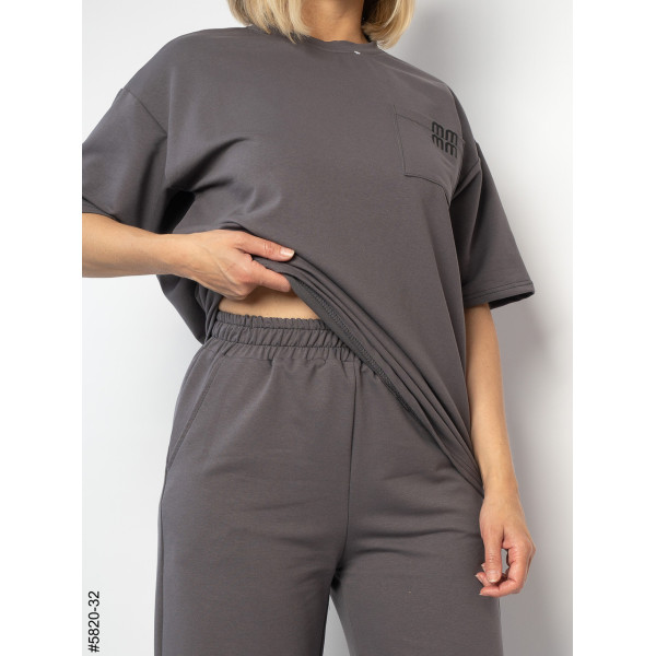 5820-32 Спортивний костюм жіночий турецька двонитка напівбатал (3 од: 46,48,50)