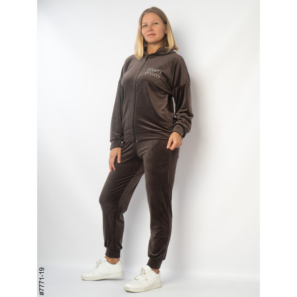 7771-19 Спортивний костюм жіночий велюр напівбатал (3 од: 48,50,52)