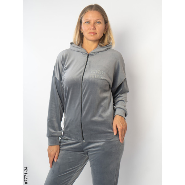 7771-34 Спортивний костюм жіночий велюр напівбатал (3 од: 48,50,52)