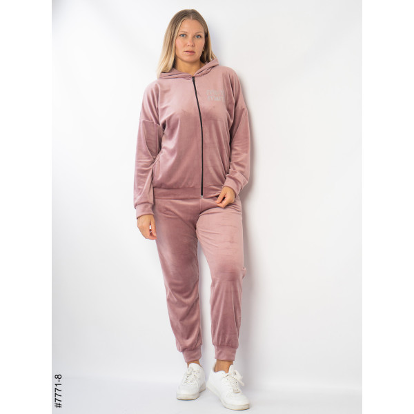 7771-8 Спортивний костюм жіночий велюр напівбатал (3 од: 48,50,52)