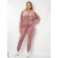 7771-8 Спортивний костюм жіночий велюр напівбатал (3 од: 48,50,52)