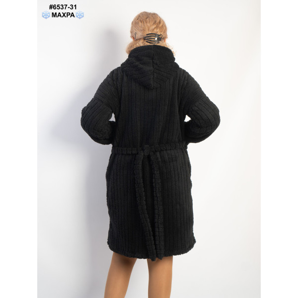 6537-31 Халат жіночий на блискавці з поясом махра напівбатал (3 од: 44-46,48-50,52-54)