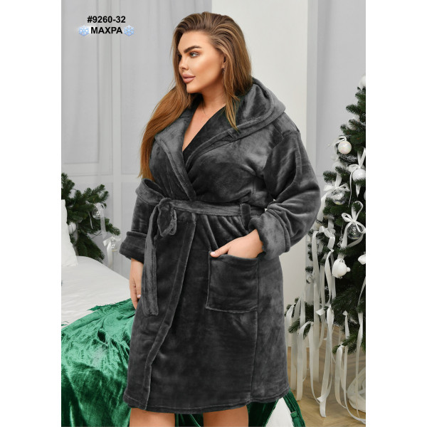 9260-32 Халат жіночий на запах махра напівбатал (3 од: 44-46,48-50,52-54)