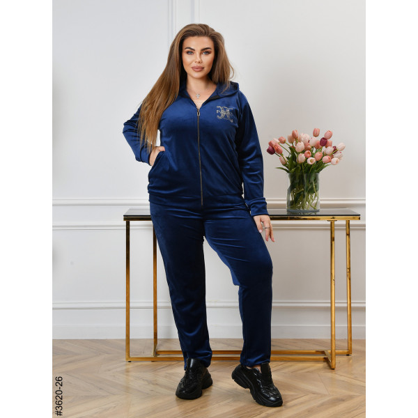 3620-26 Спортивний костюм жіночий на блискавці велюр батал (3 од: 54,56,58)