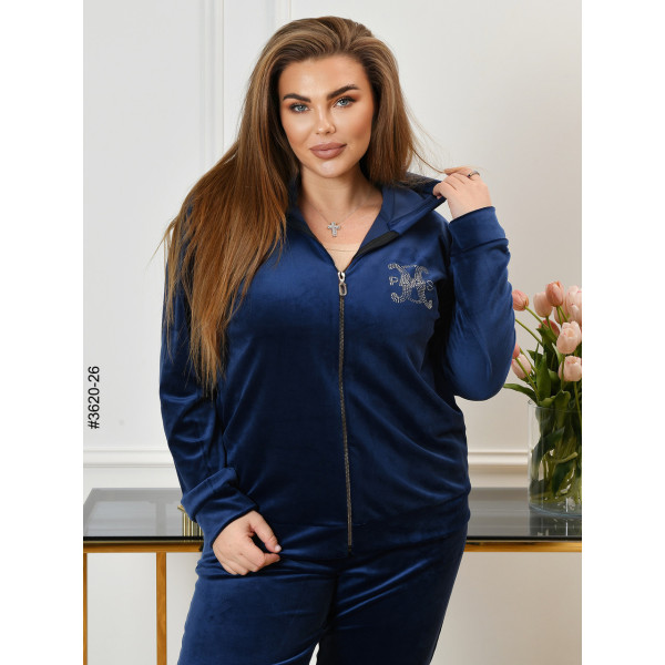 3620-26 Спортивний костюм жіночий на блискавці велюр батал (3 од: 54,56,58)