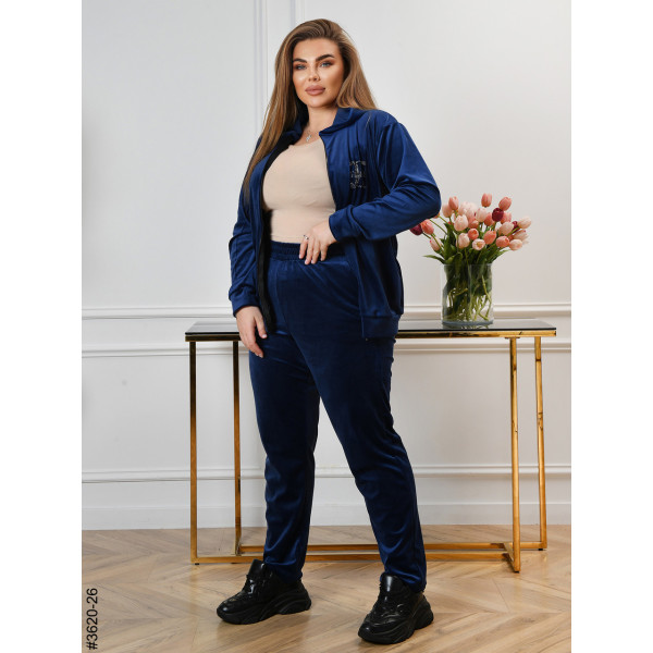 3620-26 Спортивний костюм жіночий на блискавці велюр батал (3 од: 54,56,58)