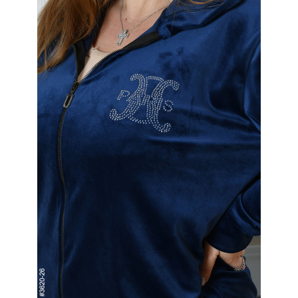 3620-26 Спортивний костюм жіночий на блискавці велюр батал (3 од: 54,56,58)