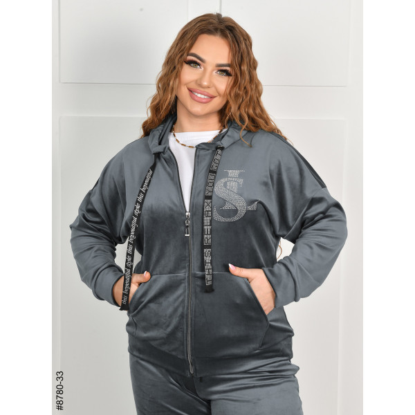 8780-33 Спортивний костюм жіночий на блискавці велюр батал (4 од: 54,56,58,60)