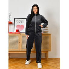 4470-34 Спортивний костюм жіночий велюр на блискавці напівбатал (3 од: 48,50,52)