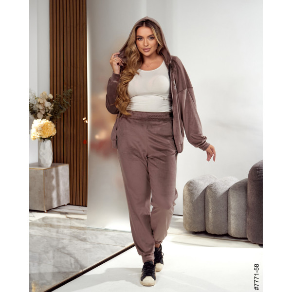 7771-58 Спортивний костюм жіночий велюр напівбатал (3 од: 48,50,52)