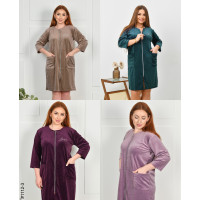 1112-3 Халат жіночий на блискавці напівбатал (мікс кольорів: 3 од: 48,50,52 | універсальний)