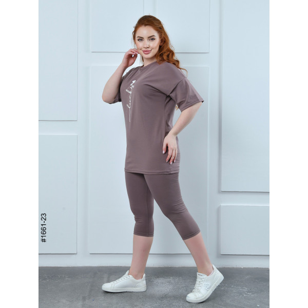 1661-23 Костюм жіночий футболка + бриджі кулір напівбатал (3 од:48,50,52)