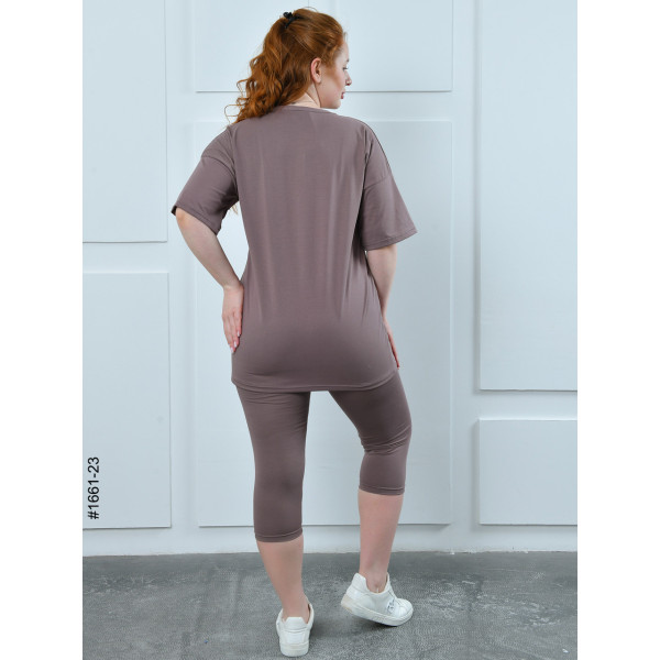 1661-23 Костюм жіночий футболка + бриджі кулір напівбатал (3 од:48,50,52)