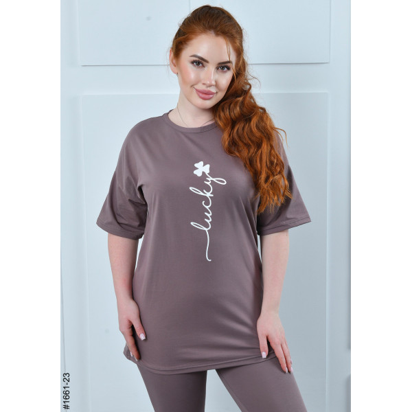 1661-23 Костюм жіночий футболка + бриджі кулір напівбатал (3 од:48,50,52)