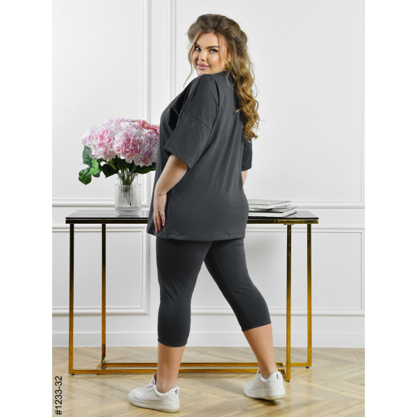 1233-32 Костюм жіночий футболка + бриджі кулір батал (3 од: 54,56,58)