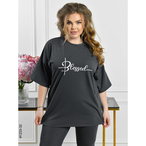 1233-32 Костюм жіночий футболка + бриджі кулір батал (3 од: 54,56,58)