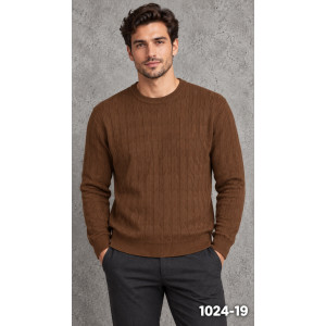 1024-19 Светр чоловічий рубчик коричневий (4 од: М,L,XL,2XL)