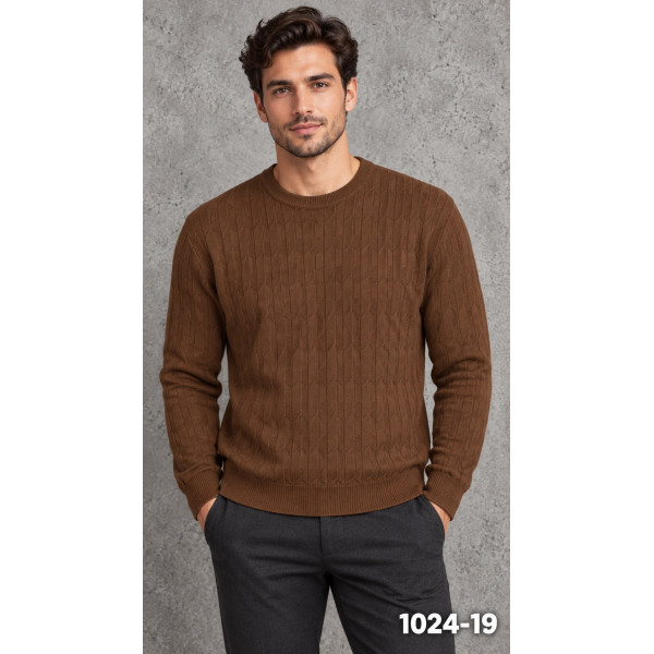 1024-19 Светр чоловічий рубчик коричневий (4 од: М,L,XL,2XL)