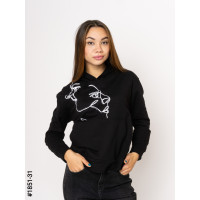 1851-31 Худі жіночі двунитка з принтом норма (3 од: S-M, M-L, L-XL)