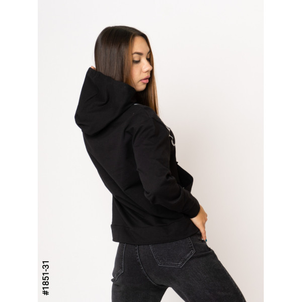 1851-31 Худі жіночі двунитка з принтом норма (3 од: S-M, M-L, L-XL)