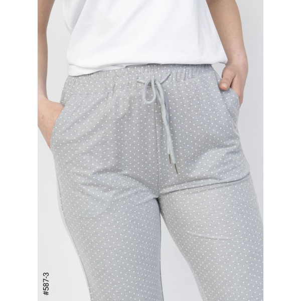 587-3 Штани жіночі літні в горошок напівбатал (6 од: 31-36)