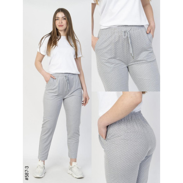 587-3 Штани жіночі літні в горошок напівбатал (6 од: 31-36)