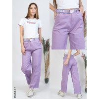 6966 Жіночі джинси мом-труби стрейчеві з кольорового деніму