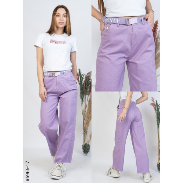 6966 Жіночі джинси мом-труби стрейчеві з кольорового деніму