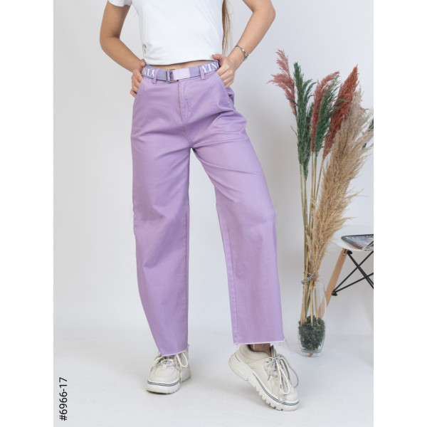 6966 Жіночі джинси мом-труби стрейчеві з кольорового деніму