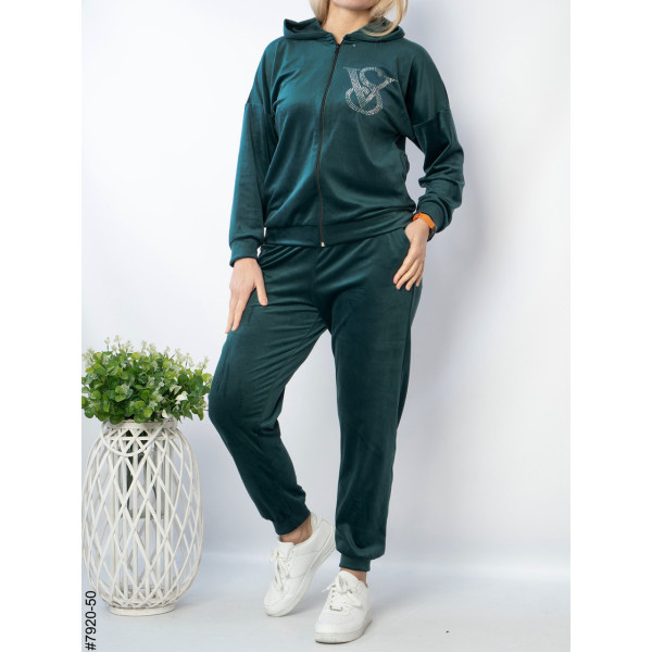 7920-50 Спортивний костюм жіночий велюр напівбатал (3 од: 48,50,52)
